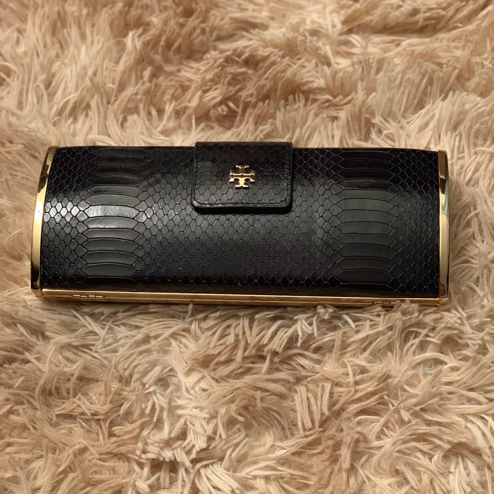 Tory Burch Black and Gold Clutch